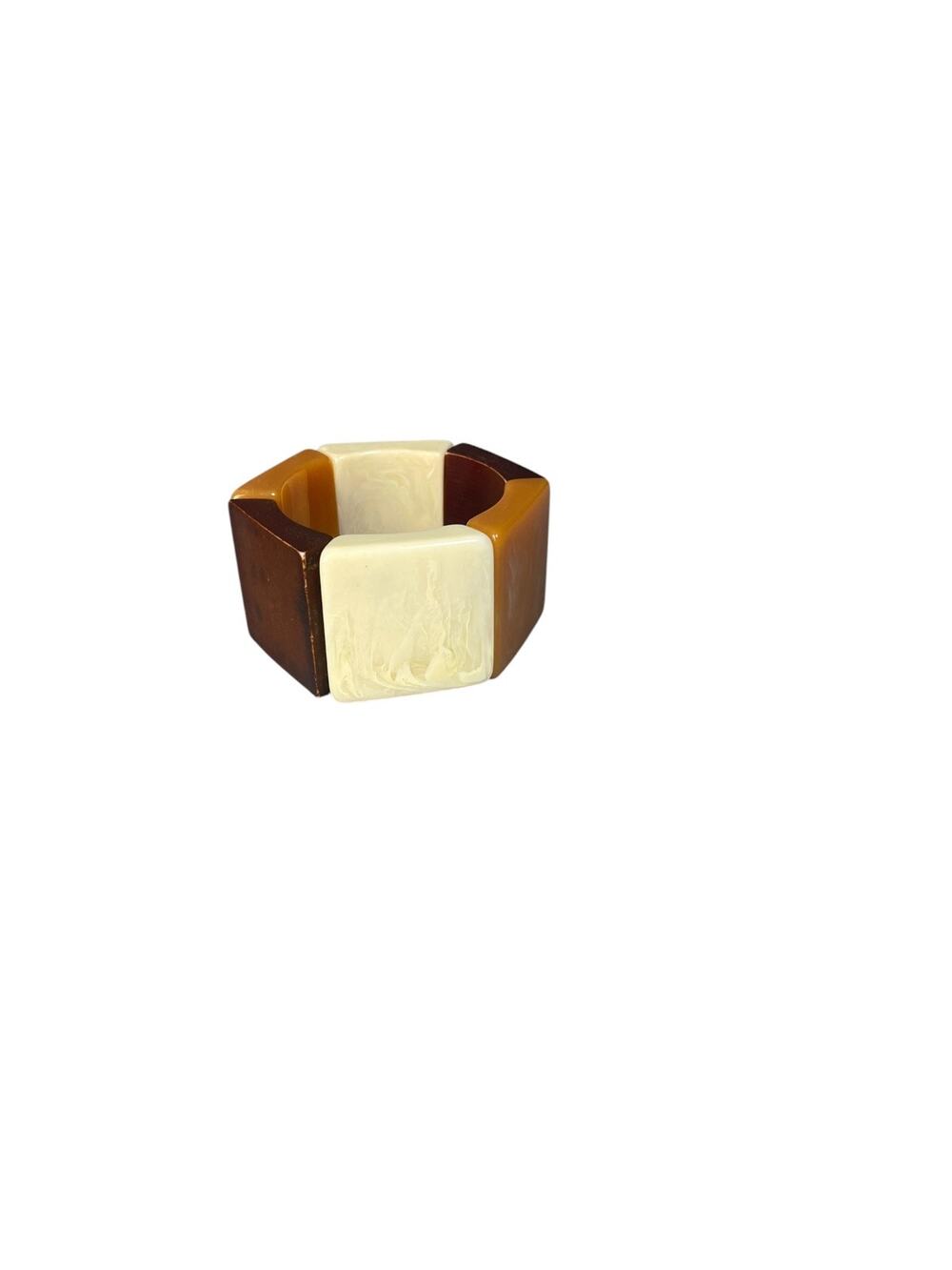Unbranded Chunky Geometric Panel Stretch Wide Cuff Bracelet